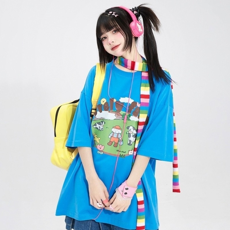 Farming Japan - T-shirt oversize esthétique Y2K pour jeunes