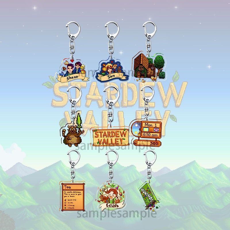 Farming Japan - Porte-clés en acrylique pixelisé Stardew Valley,