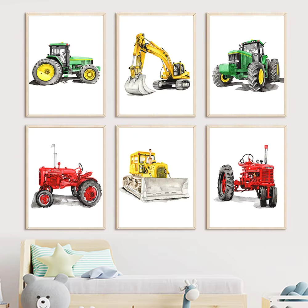 Farming Japan - Peinture sur toile de pelle mécanique,